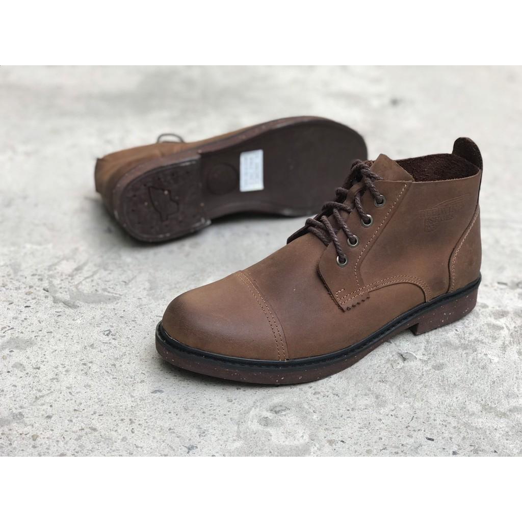 Giày cao cổ nam da bò sáp