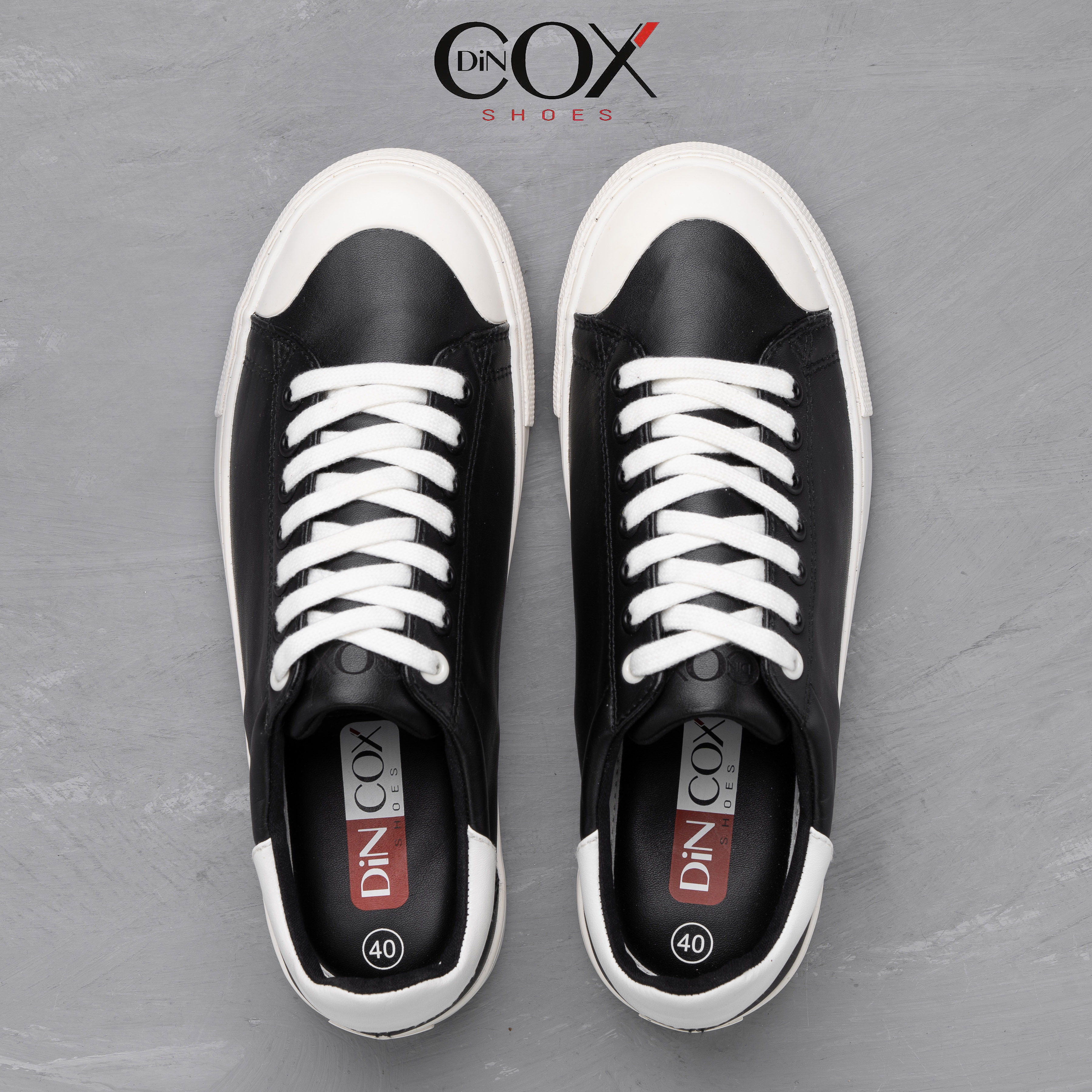 Giày Sneaker Da Nam DINCOX C13 Cách Điệu Sáng Tạo Black/White