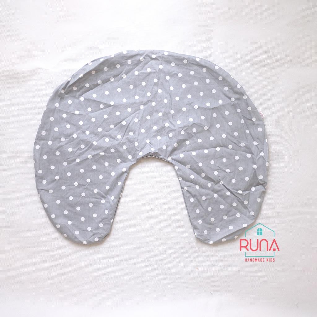 Vỏ gối hỗ trợ cho bé bú Runa Kids chất liệu cotton Hàn 100% thoáng mát an toàn cho bé (vỏ gối + gối chống bẹp nhỏ)