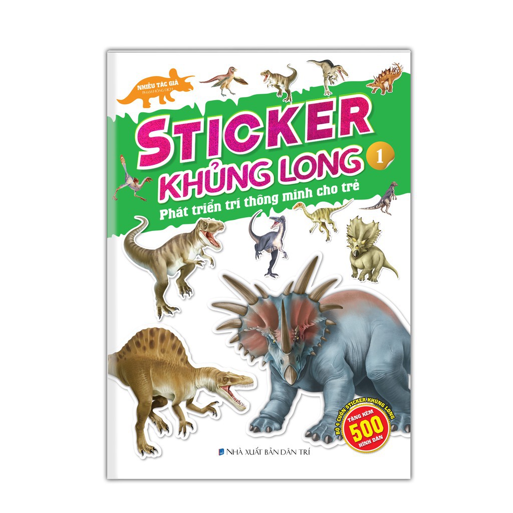Sách Sticker khủng long Phát triển trí thông minh cho trẻ 4 quyển kèm trang sticker dán hình