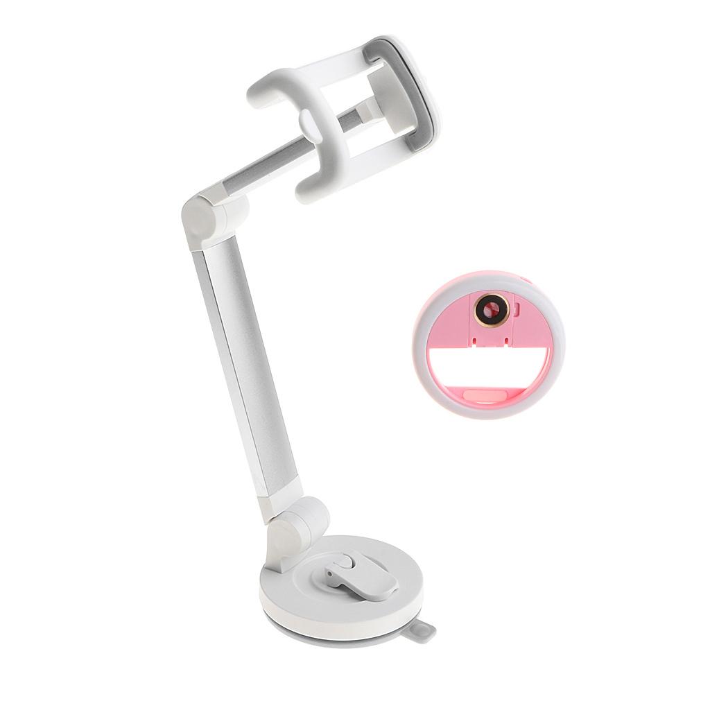 Live Streaming Stand Foldable Sucker Smartphone Phone Holder with Fill Light