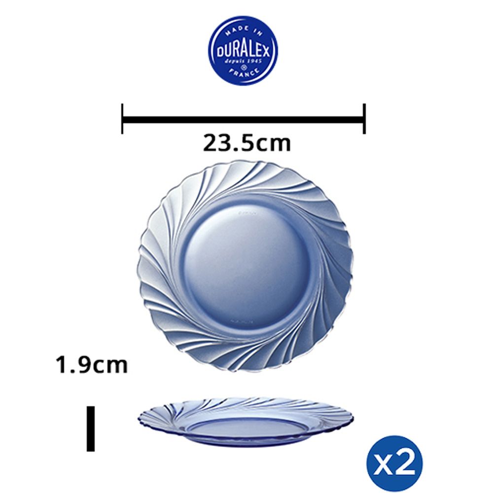 Bộ 2 dĩa Duralex - 23.5cm Thủy tinh cường lực cao cấp Pháp