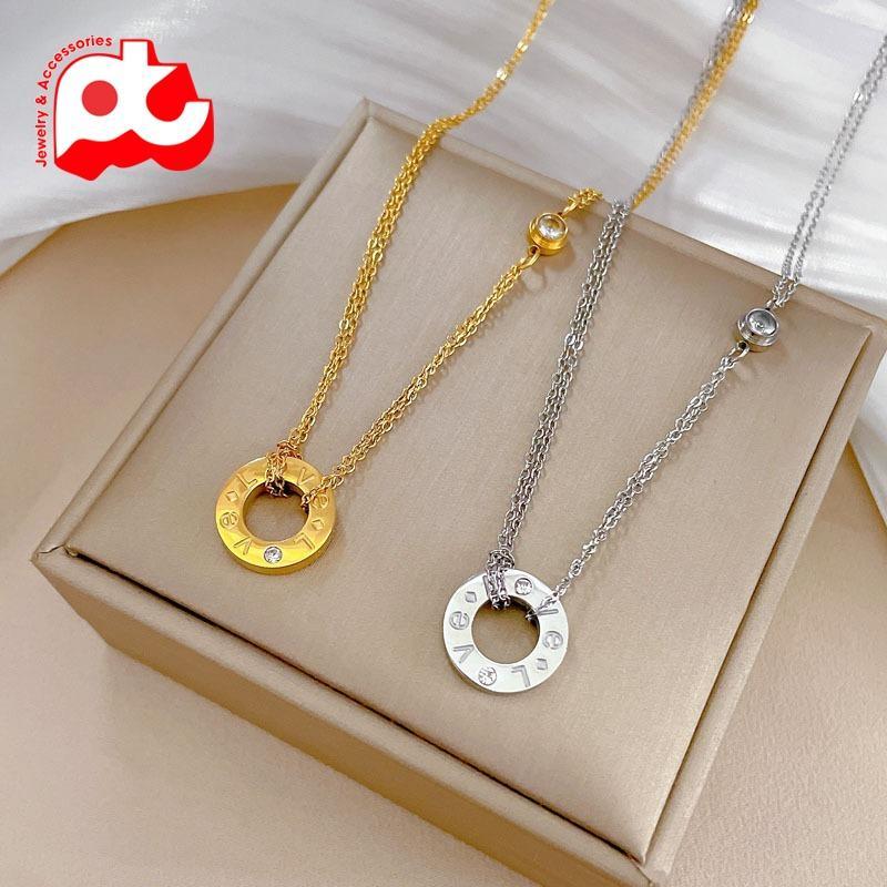 Dây chuyền nữ titan thời trang mặt hình tròn thép không gỉ trangsucpt có 3 màu sắc DCNUT07