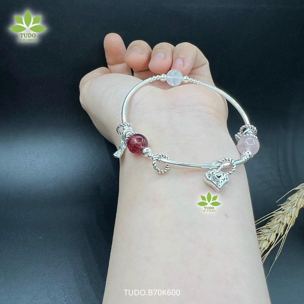 Vòng Tay Nữ Đẹp - Vòng Phong Thủy Đa Mệnh TUDO VCBTADH VCBTAH AG925 B70K600 Charm Trái Tim, Thiên Thần - Tình Duyên