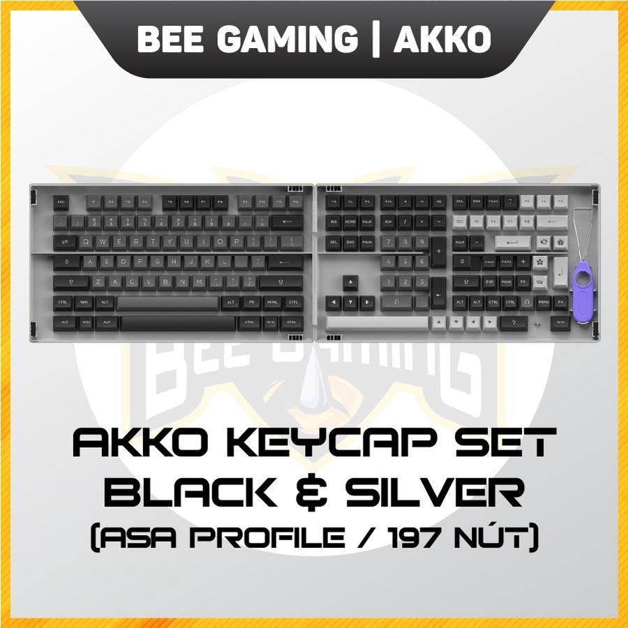 Bộ Keycap chính hãng  AKKO - Black &amp; Silver (PBT Double Shot / ASA Profile / 197 nút)