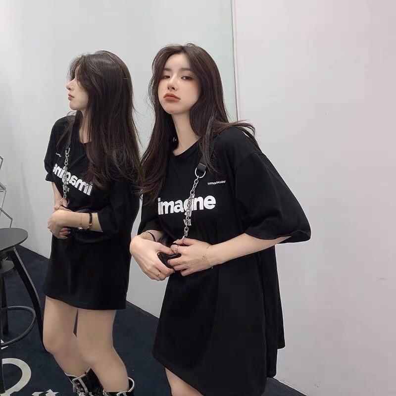 Áo thun cotton in chữ imagine - Áo phông Unisex Nam Nữ Form Rộng