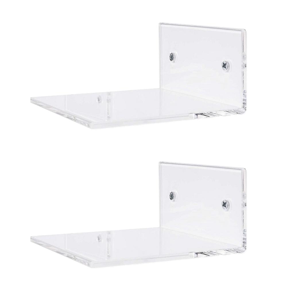 2x2x Small Bathroom 10cm Clear Acrylic Floating Wall Shelf Display Organizer