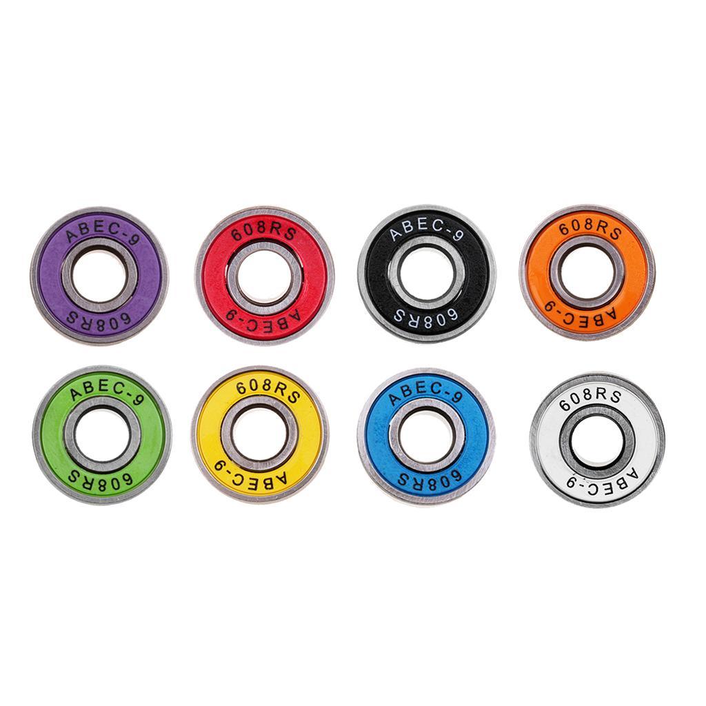 40pcs Frictionless Abec 9 Skateboard Roller Skate Bearings 608-RS 8x22x7mm