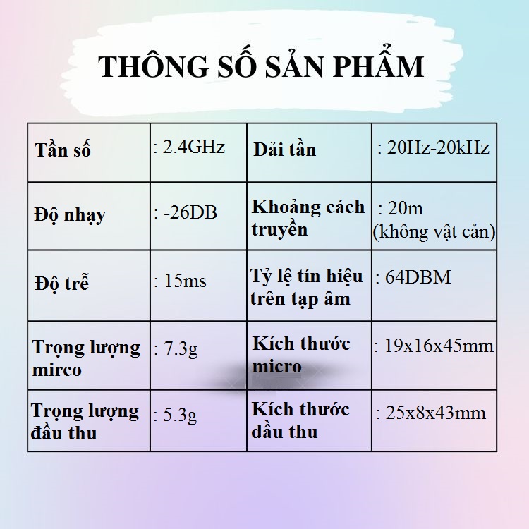 Bộ mic thu âm , mic cài áo, mic không dây MIC96 ( Công nghệ không dây 2.4Ghz - Công nghệ lọc ồn SDP: lọc các tạp âm, tiếng ồn không mong muốn giúp giọng nói trong trẻo hơn)