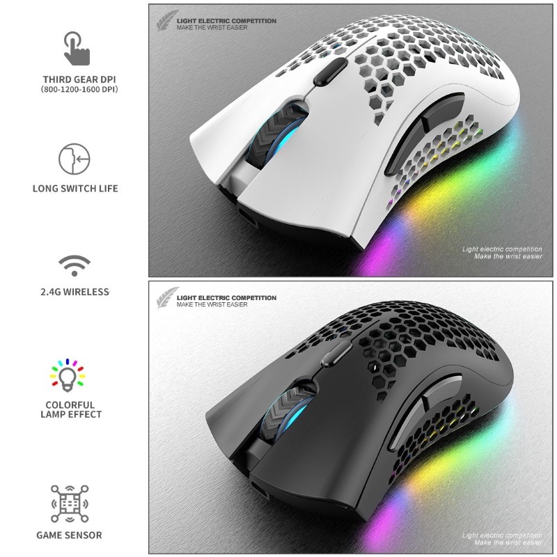 Chuột Không Dây Pin sạc T26 Gaming led RGB Cổng sạc TypeC chống mỏi cổ tay cho máy tính laptop