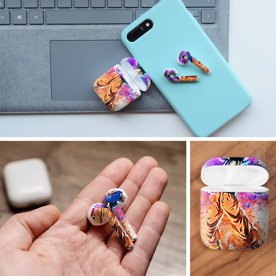 Miếng dán skin chống bẩn cho tai nghe AirPods in hình Dragon Ball - Goku Ultra Instinct 2 - 7vnr85 (bản không dây 1 và 2)