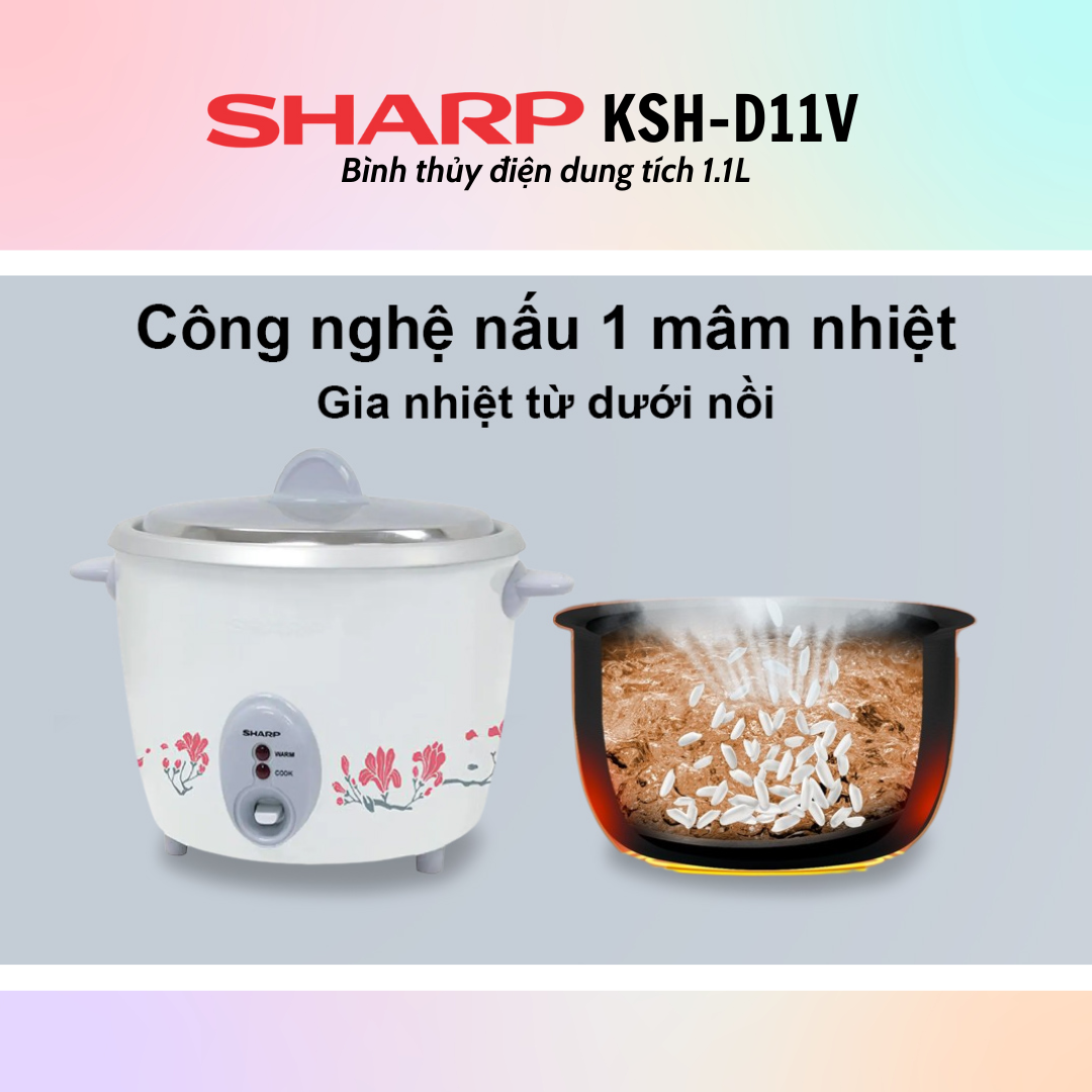 Nồi Cơm Điện Nắp Rời Sharp KSH-D11V (1.1L) - Hàng Chính Hãng -  Màu Ngẫu Nhiên