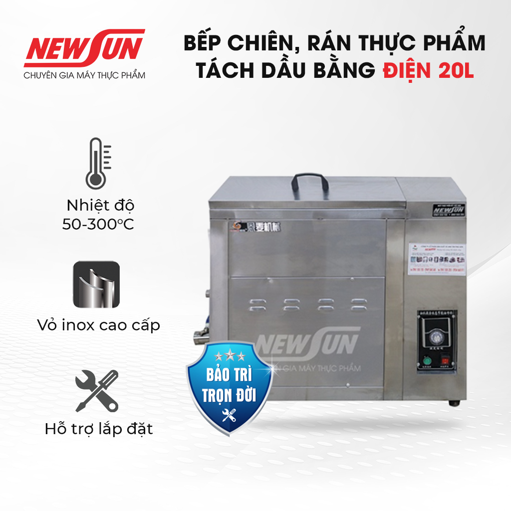 Bếp Chiên,Rán Thực Phẩm Tách Dầu Bằng Điện 20L NEWUSN - Dùng Cho Nhà Hàng, Khách Sạn, Chiên Số Lượng Lớn - Hàng Chính Hãng