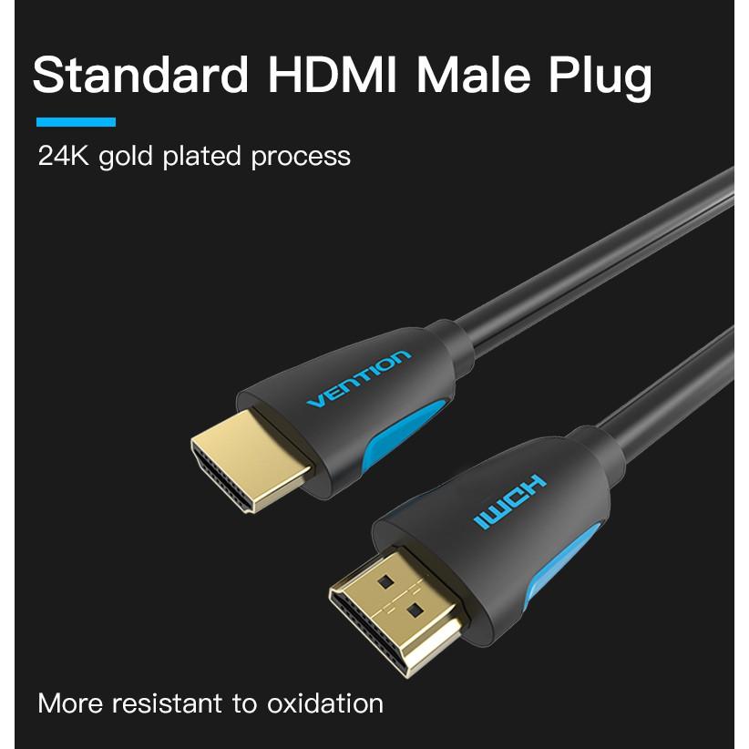 Cáp HDMI 2.0 hỗ trợ 4K 60Hz, dài 1.5m/2m/3m/5m/10m - Cáp HDMI Dây tròn VAA-M02 Vention - Hàng chính hãng