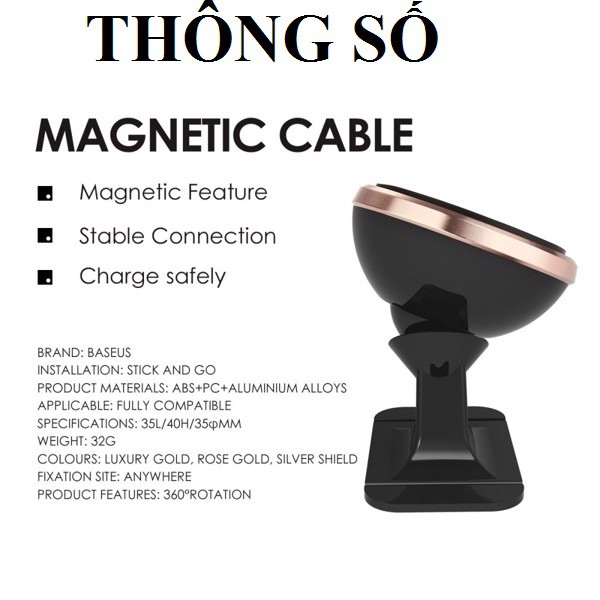 Giá đỡ điện thoại xoay 360 độ trên xe hơi Baseus Sugent -NT0S _ Hàng chính hãng