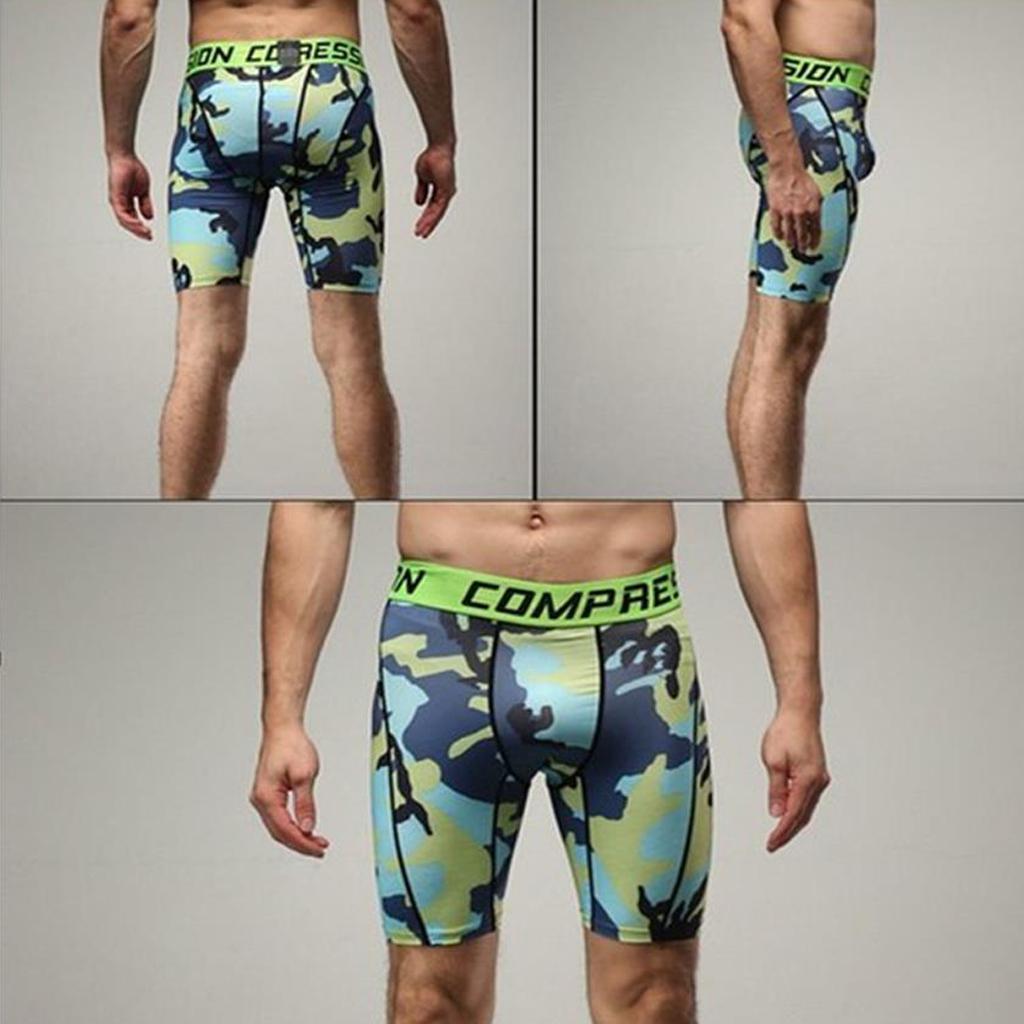Mens High Elastic Printed Compression Shorts Fitness Sports Tights 1 XXL