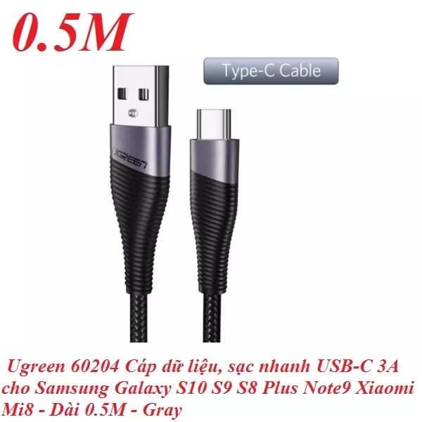 Ugreen UG60204ED022TK 0.5 Màu Xám Cáp USB-A sang Type C sạc nhanh - HÀNG CHÍNH HÃNG