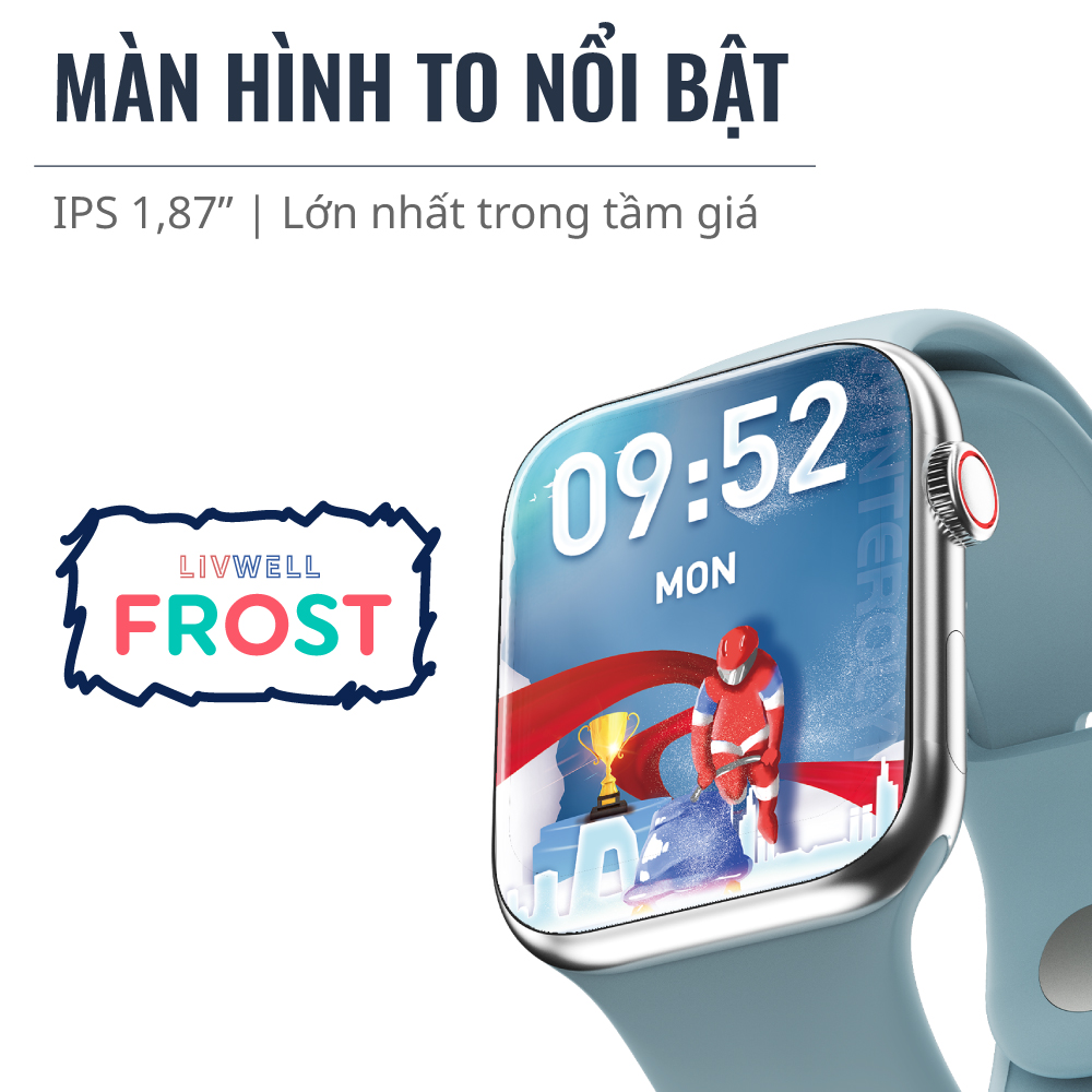 Đồng hồ thông minh LivWell Frost - Hàng Chính Hãng - Bảo Hành 12 Tháng 1 Đổi 1 - XÁM LẠNH