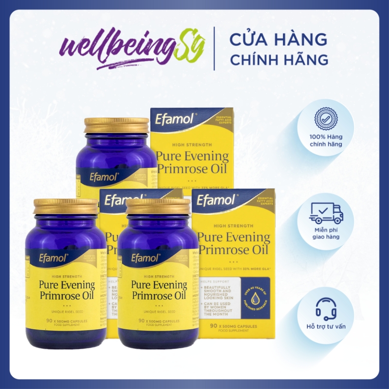 Viên Uống Bổ Sung Dầu Hoa Anh Thảo Nguyên Chất Efamol Pure Evening Primrose Oil, Giúp Cân Bằng Nội Tiết Tố, Bảo Vệ Và Làm Sáng Da (90 Viên Gel - 500mg)