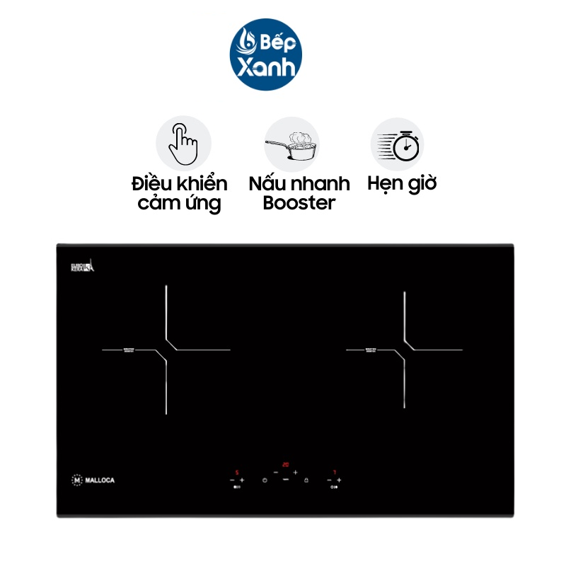 Bếp từ 2 vùng nấu Malloca MH-02I N - Ngang 75cm - Hàng chính hãng