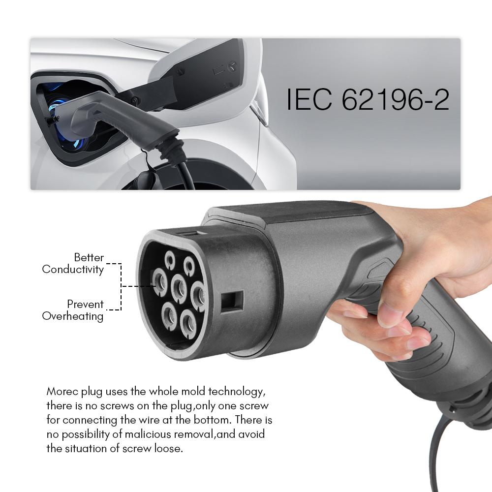 Bộ sạc xe điện EV Bộ sạc 2 Bộ sạc 7kW Công tắc hiện tại 16/24/32A Hộp sạc di động CEE PLUP 220V IEC 62196-2 6M