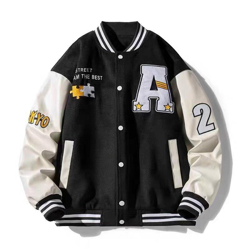 Áo Khoác Bomber Jacket Chất Nỉ Bông LUCKY Form Rộng Unisex Nam Nữ Phối Phong Cách Ulzzang KUN