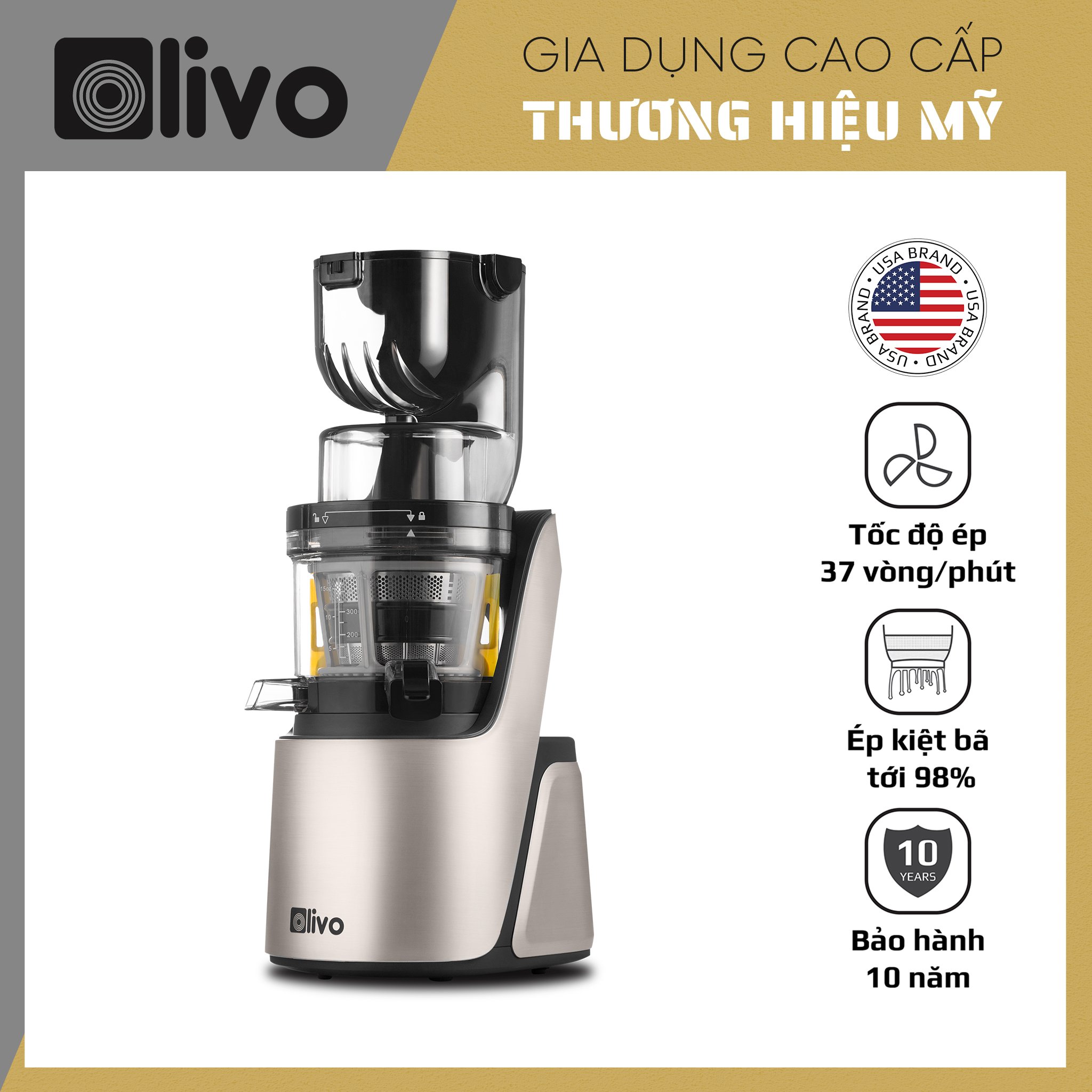 Máy Ép OLIVO SJ189 Máy Ép Cao Cấp Máy Ép Trái Cây Kiệt Bã Đến 98% Thương Hiệu Mỹ