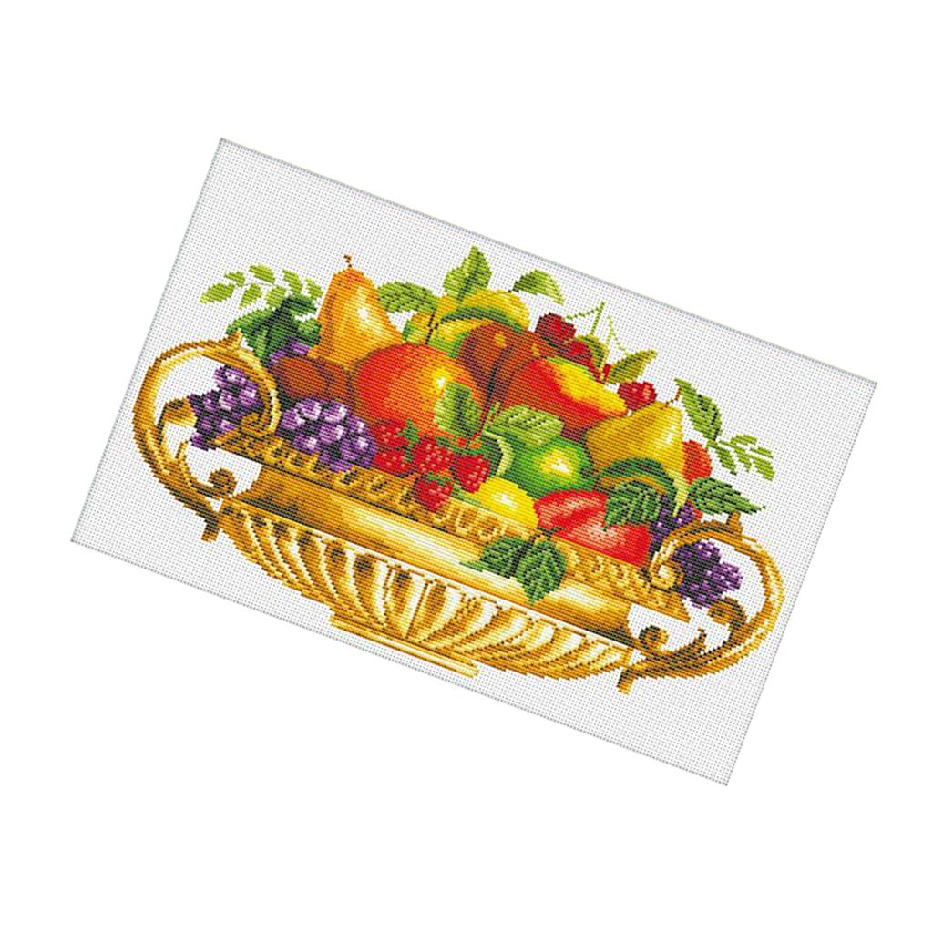 DIY Stamped Cross Stitch Kit Pre-Printed Pattern - Fruits 11 Count 55x36cm