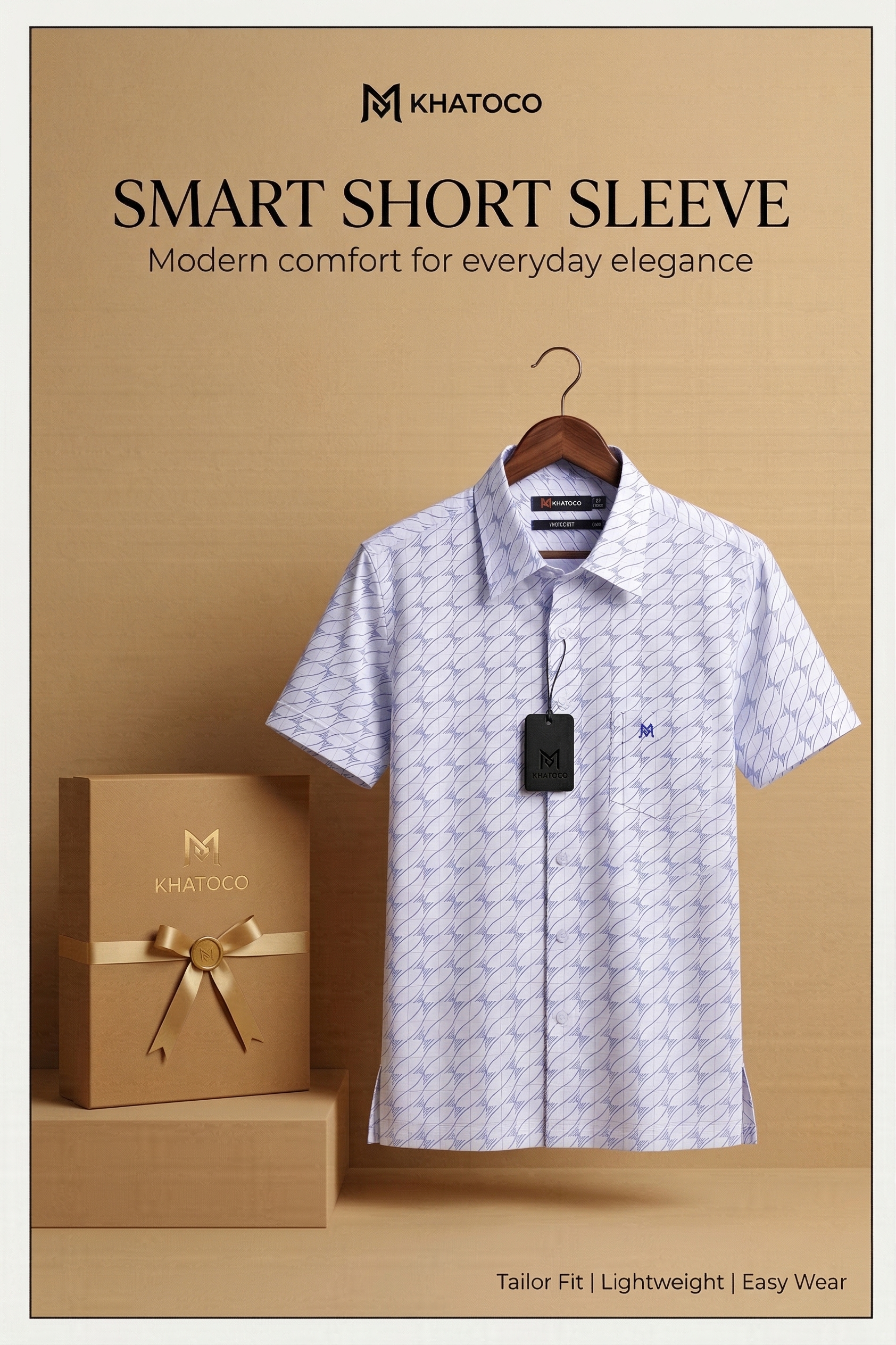Áo sơ mi tay ngắn Khatoco Sale 20% 375k(Giá tem 468k)(S,M)
