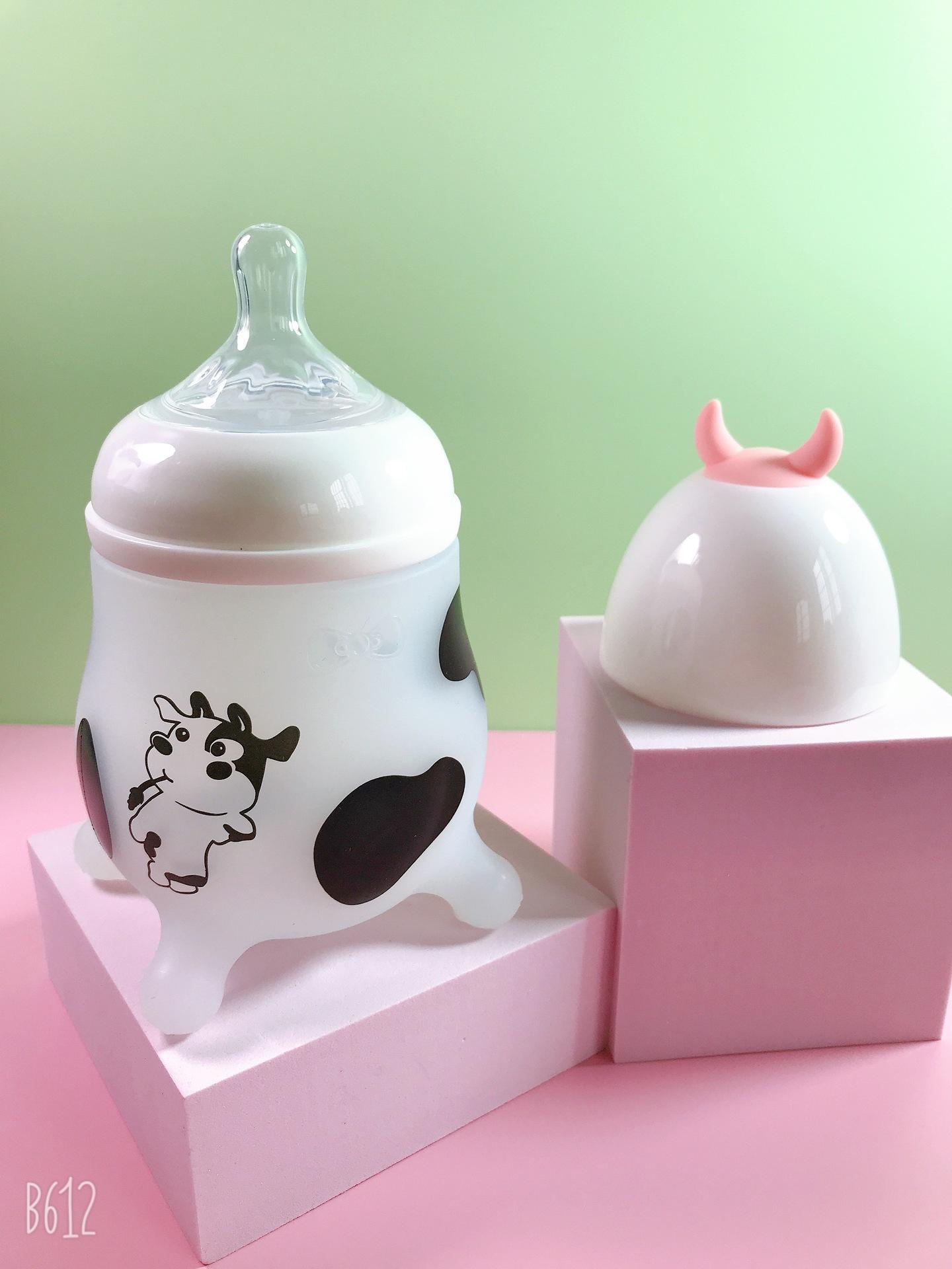COZINESS Silicone Bình Sữa Rộng-Cấu Tạo Bé Chai Dễ Thương Bò Hoạt Hình Bé Sơ Sinh Bình Sữa Nước Ngoài Trời Cốc Bán Buôn