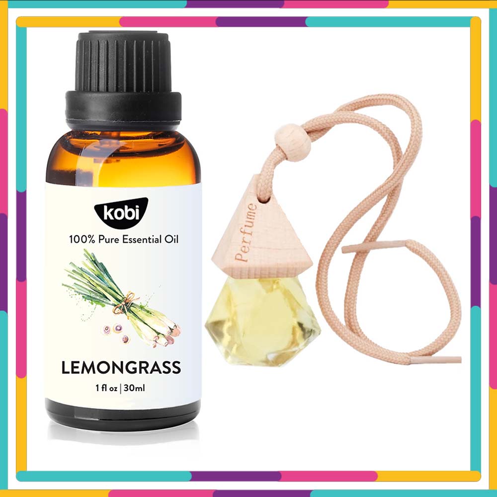 Tinh Dầu Sả Chanh KOBI 30ml Nguyên Chất Tặng Kèm Vỏ Lọ Treo Khuếch Tán Tinh Dầu Siêu Tiện Dụng, Dùng Treo Xe Hơi, Treo Phòng, Treo Tủ Quần Áo, Giúp Xua Đuổi Côn Trùng Và Khử Mùi Hiệu Quả