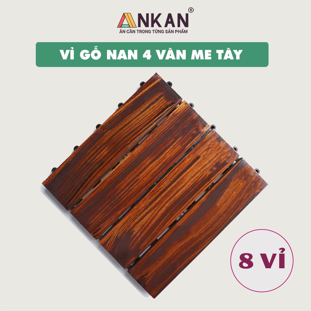 Vỉ Gỗ Lót Sàn Thương Hiệu ANKAN Vân Me Tây Nan 4, Ván Sàn Gỗ Vỉ Nhựa, Sân Vườn, Hồ Bơi, Phòng Spa, Siêu Bền, Chịu Nước Tốt, Chống Trơn Trượt, Tiêu Chuẩn Xuất Khẩu - Hàng Chính Hãng