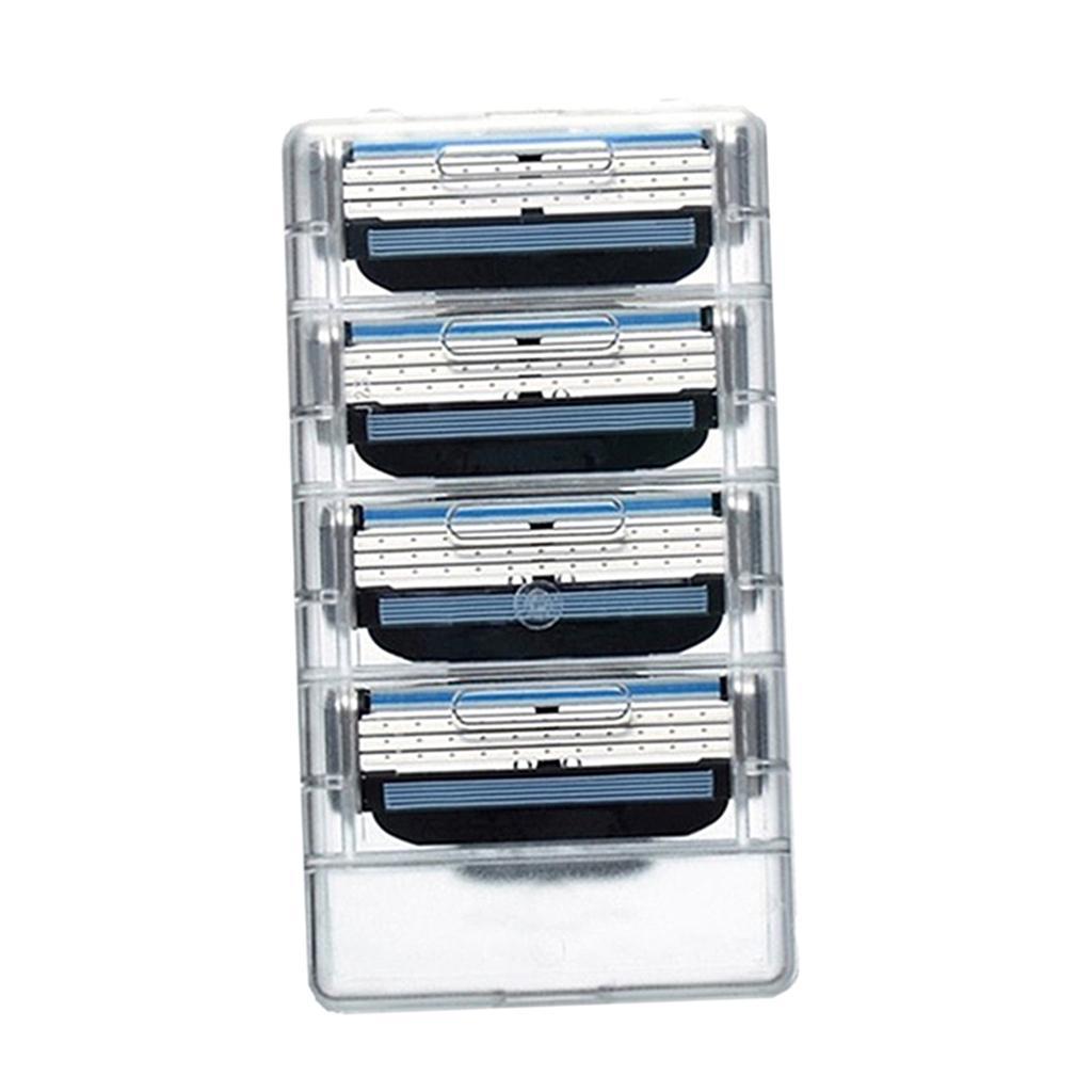4 Pcs Stainless Steel 3 Layer Razors Blade Men's Shaver Refills Cartridge Blade