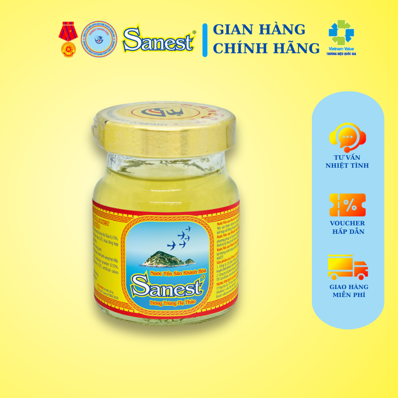 [Combo 25 lọ] Nước Yến sào Khánh Hòa Sanest Đông Trùng Hạ Thảo đóng lọ 70 ml
