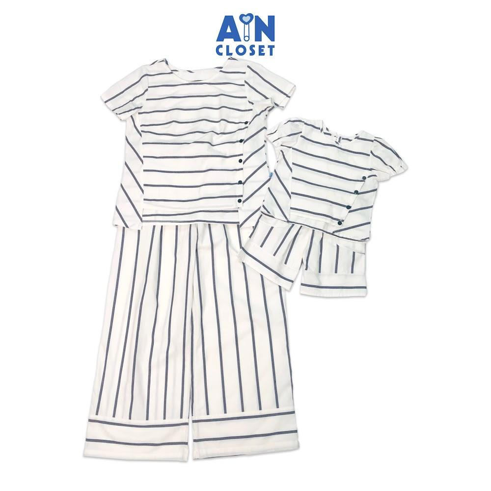 Bộ quần áo lửng cho mẹ họa tiết Sọc xám linen cotton - AICDMESQPMZ0 - AIN Closet