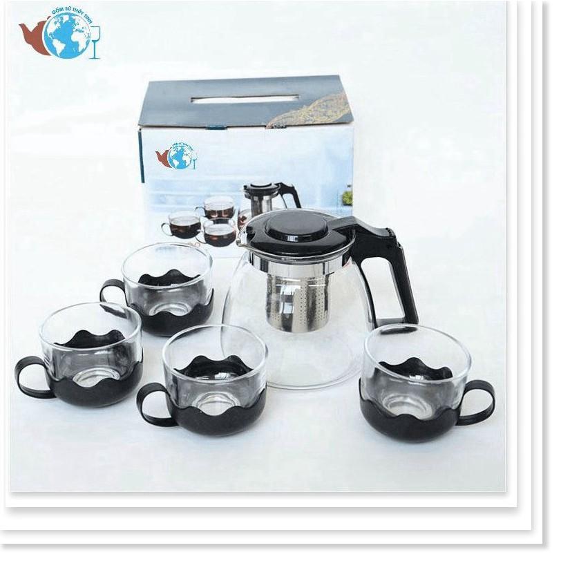 Bộ ấm trà lõi lọc và 4 ly thuỷ tinh