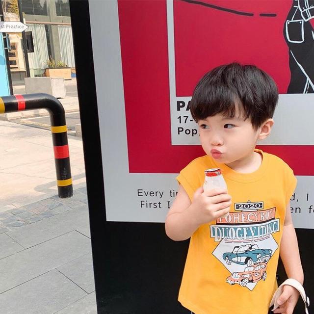 AT24 Size90-130 (9-27kg) Áo thun XILIBA cho bé trai, cotton 100% Thời trang trẻ Em hàng quảng châu