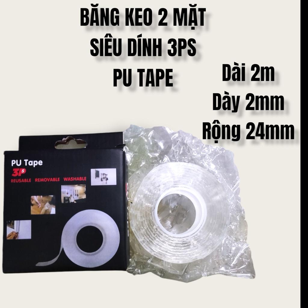 BĂNG KEO 2 MẶT ĐA NĂNG SIÊU DÍNH - MÀU TRONG SUỐT - 3PS - DÀI 2M