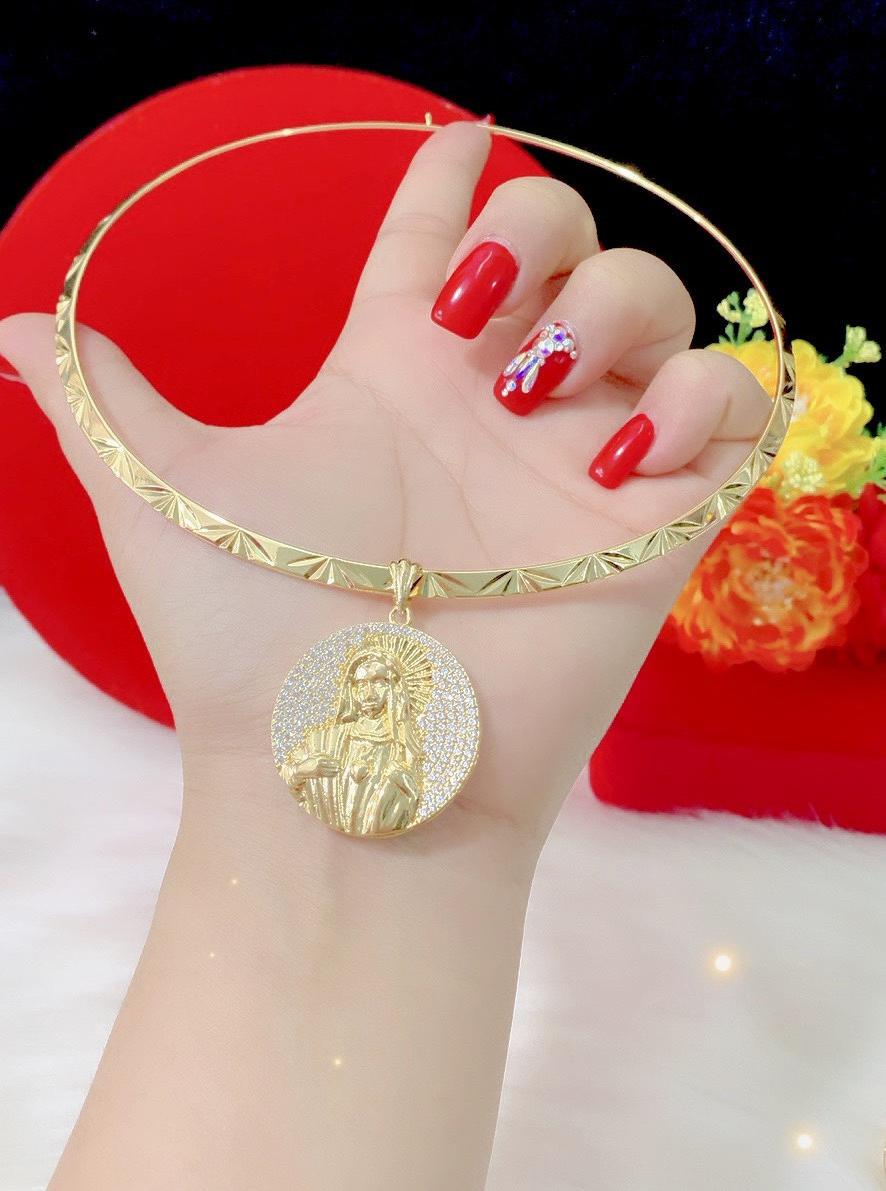 Kiềng cổ mặt chúa mạ 18k cao cấp E695