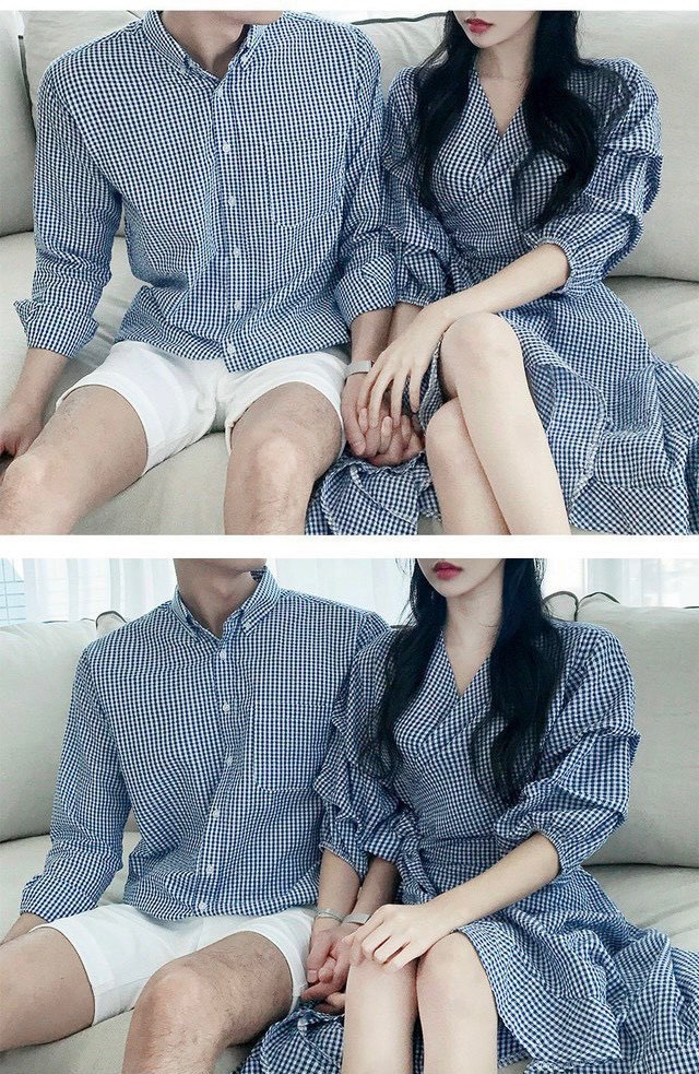 Set đồ đôi somi áo váy cặp CoupleTina cao cấp - Đầm thiết kế-Phù hợp đi tiệc dạo phố