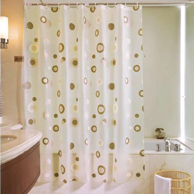 Rèm phòng tắm / Rèm cửa sổ họa tiết vòng tròn Nâu 180cm x 180cm Loại 1