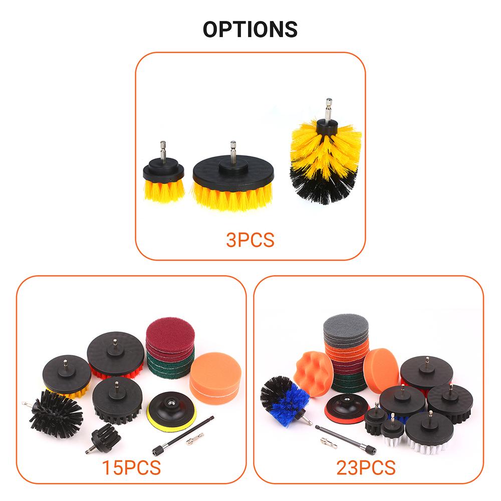 23Pcs Electric Drill Brush Buffing and Polishing Pads Set Household Cleaning Brush Scouring Pads Set with Backer Pad for
