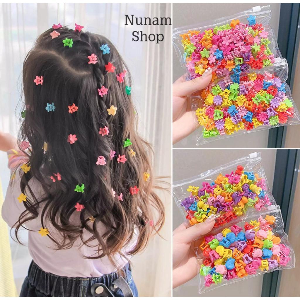 Set 10 kẹp tóc hoa nhí mini mix nhiều màu cực xinh Nunam shop