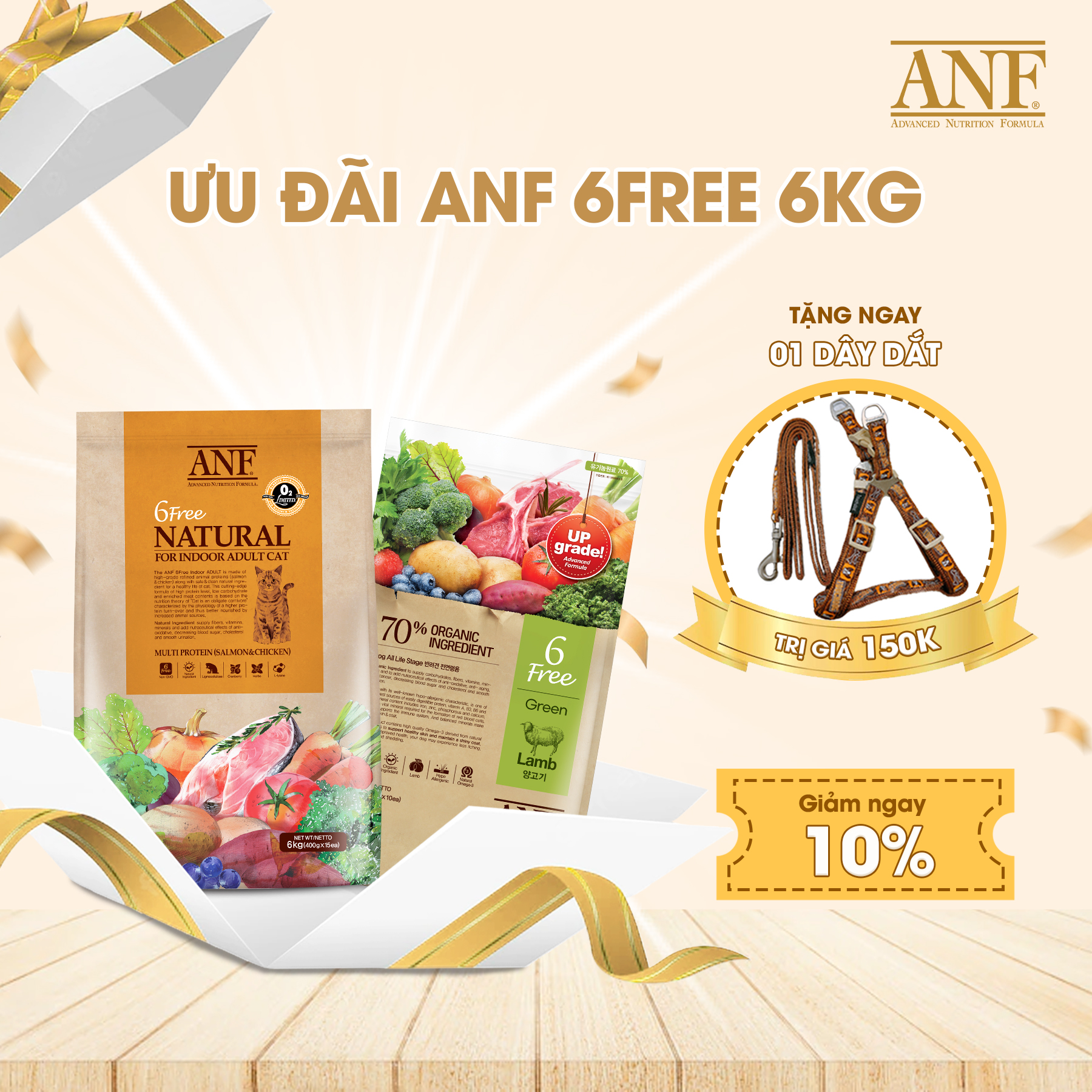 -Thức ăn hạt cho mèo trưởng thành ANF 6 FREE INDOOR ADULT 6KG