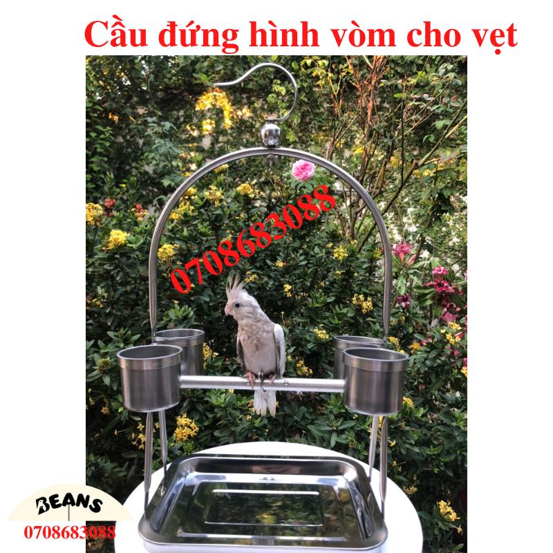 Cầu đứng nhập khẩu cho vẹt hình vòm làm bằng inox dùng cho chim, vẹt như lovebire, sun, xích, ngực hồng, lory,...