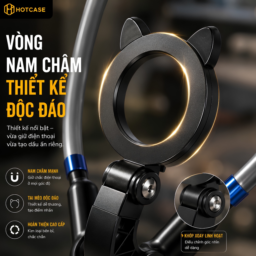 Giá Đỡ Đeo Cổ hộ trợ quay video POV, Vlog hiệu HOTCASE Neck Holder Magnetic N52, Dây Mềm Êm Ái, Gập 180° Chỉnh Góc  Rảnh Tay cho iphone Samsung - Hàng nhập khẩu
