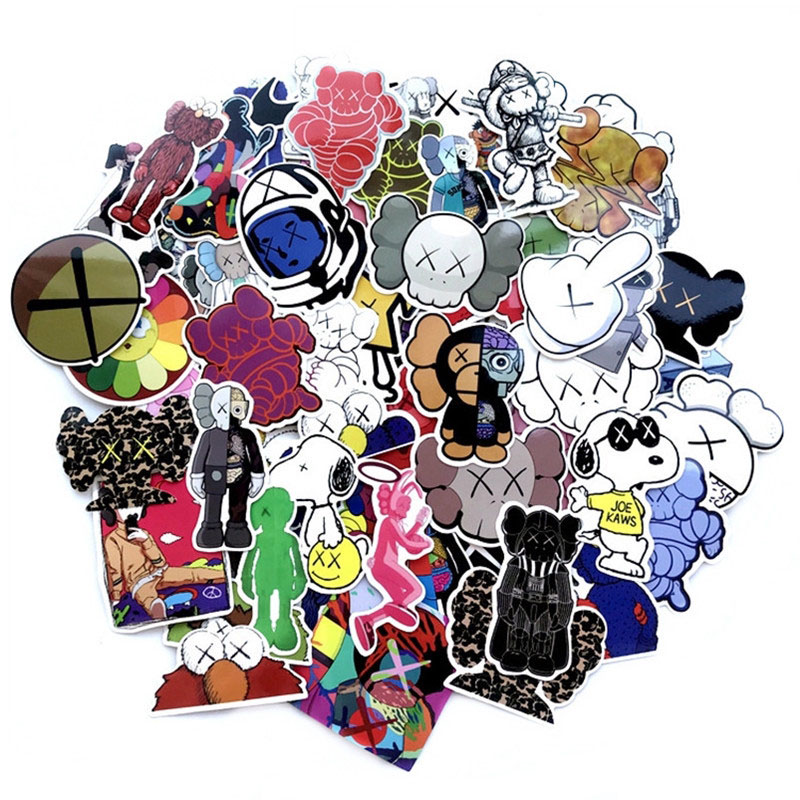 Sesame Street &amp; Kaws Stickers set 30 ảnh có ép lụa &quot;Giao mẫu ngẫu nhiên&quot;