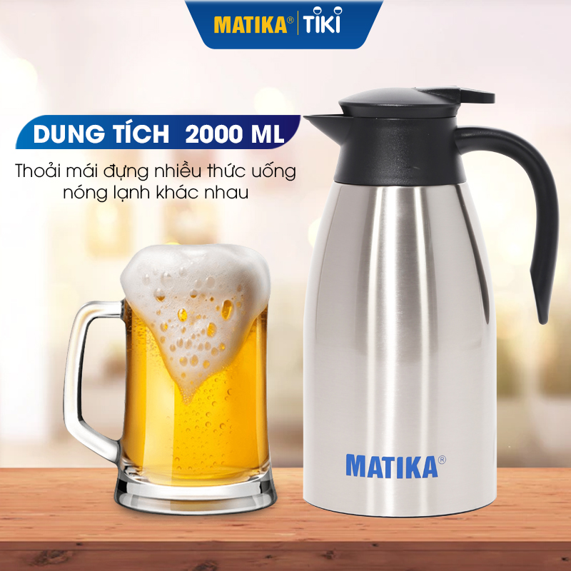 Bình Giữ Nhiệt Gia Đình MATIKA MTK-HC2000 Phích Đựng Nước Pha Trà Dung Tích 2000ml - Hàng Chính Hãng