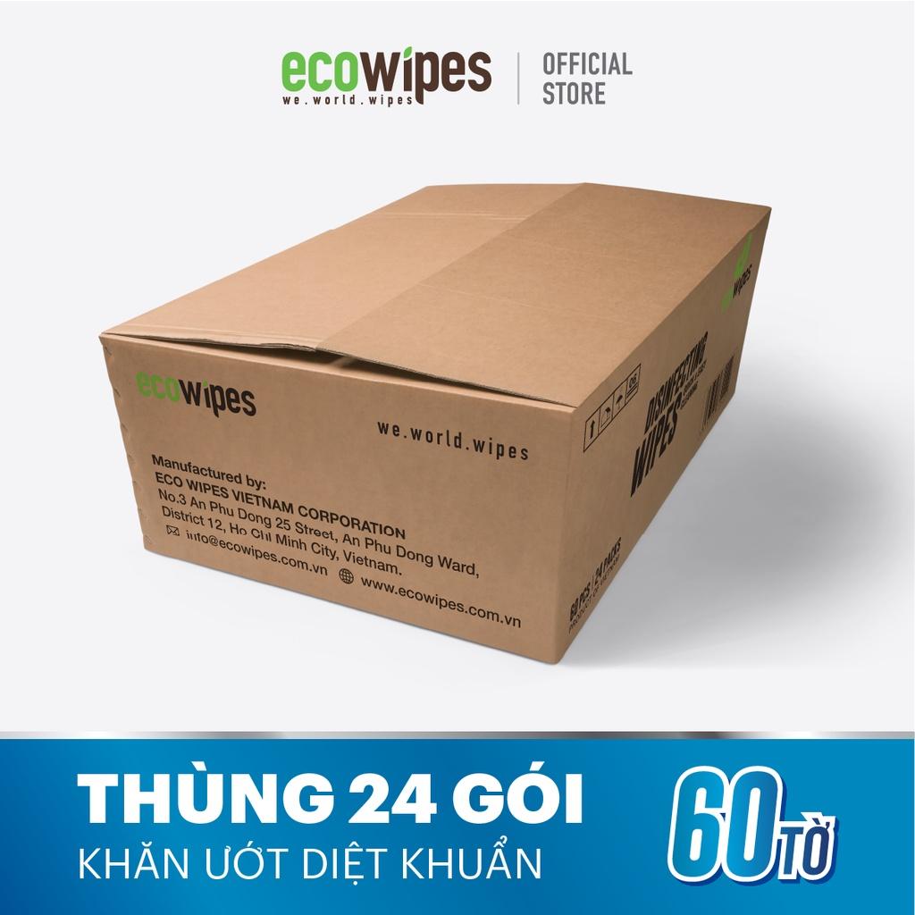 Thùng 24 gói Khăn ướt diệt khuẩn Disinfecting Wipes gói 60 tờ diệt 99,9% vi khuẩn hương chanh dịu nhẹ không kích ứng da