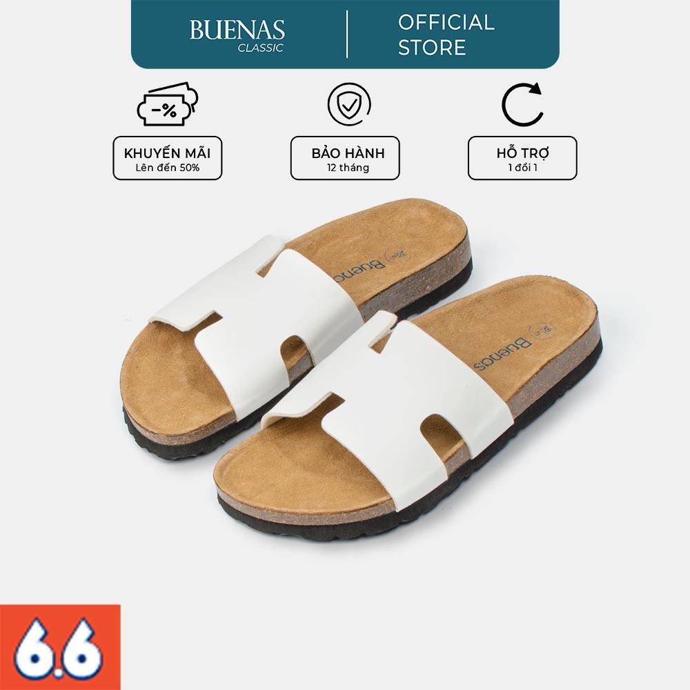 Dép đế trấu nam nữ da bò unisex birken quai ngang Buenas - BU05
